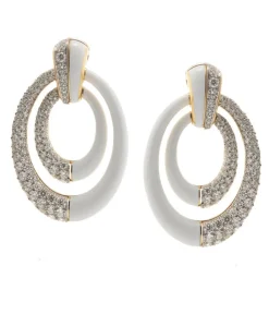 David Webb Earrings*Persephone Earrings, White Enamel