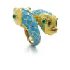 David Webb Rings*Pisces Ring, Light Blue Enamel with Emerald Eyes