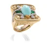 David Webb Rings*Quad Scroll Stone Ring, Emerald