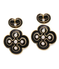 David Webb Earrings*Quatrefoil Enamel Earrings
