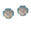 David Webb Earrings*Quilted Earrings, Light Blue Enamel