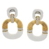 David Webb Earrings*Radiator Hoop Earrings, Diamonds and White Enamel