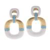 David Webb Earrings*Radiator Hoop Earrings, White Enamel, Light Blue Enamel