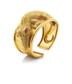 David Webb Bracelets*Repoussé Alligator Cuff, Ruby