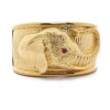 David Webb Bracelets*Repoussé Elephant Cuff, Ruby