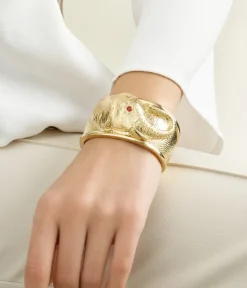 David Webb Bracelets*Repoussé Elephant Cuff, Ruby