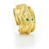 David Webb Bracelets*Repoussé Leopard Cuff, Emerald