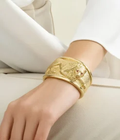 David Webb Bracelets*Repoussé Lion Cuff, Ruby