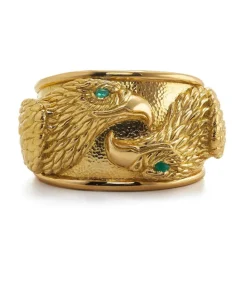 David Webb Bracelets*Repoussé Twin Eagle Cuff, Emerald