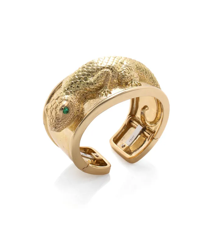 David Webb Bracelets*Repousse Gecko Cuff