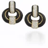 David Webb Earrings*Rock Center Doorknocker Earrings, Black Enamel