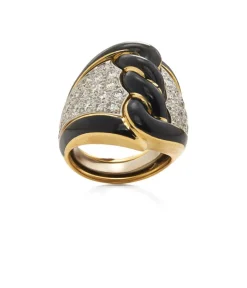 David Webb Rings*Rope Ring, Black Enamel