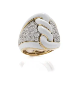 David Webb Rings*Rope Ring, White Enamel