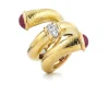 David Webb Rings*Ruby Pipe Ring, Hammered 18K Gold