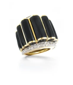 David Webb Rings*Scallop Ring, Black Enamel