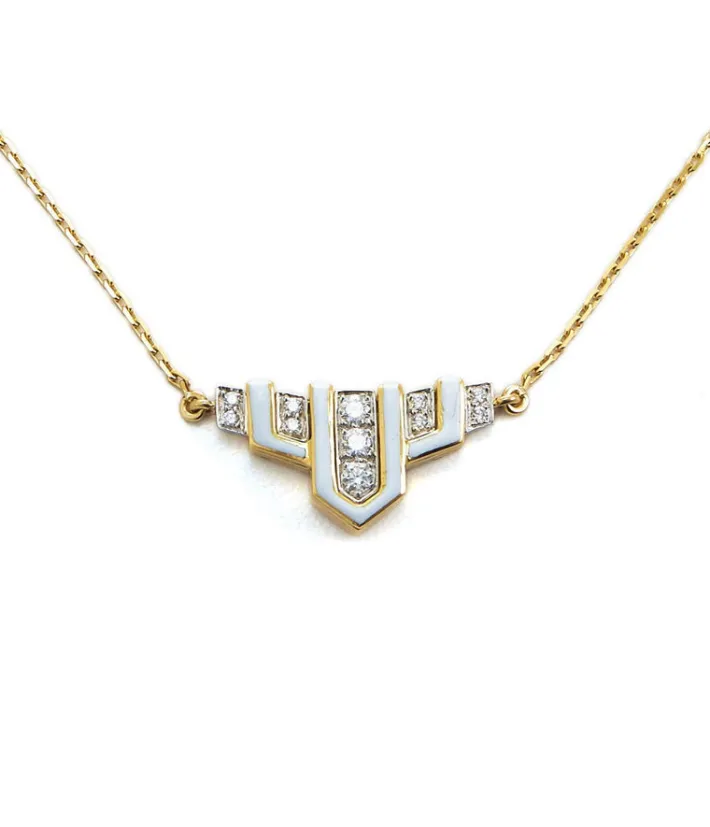 David Webb Necklaces*Scape Necklace, White Enamel