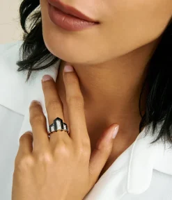 David Webb Rings*Scape Ring, Black Enamel