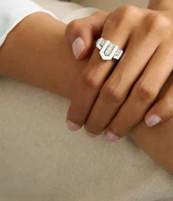 David Webb Rings*Scape Ring, White Enamel
