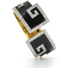 David Webb Bracelets*Scroll Cuff, Black Enamel