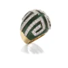 David Webb Rings*Scroll Ring, Green Enamel
