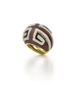 David Webb Rings*Scroll Ring, Red Enamel
