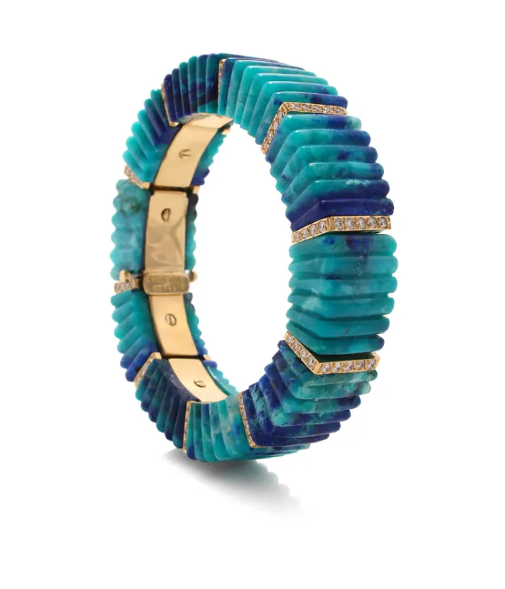 David Webb Bracelets*Segmented Fluted Azurmalachite Bracelet