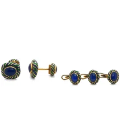 David Webb Cuff Links*Set of Swirl Cuff Links and 3 Studs