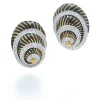 David Webb Earrings*Shell Earrings, Black Enamel, Diamonds