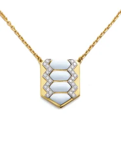 David Webb Necklaces*Shield Necklace, White Enamel