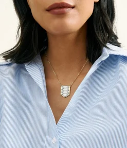David Webb Necklaces*Shield Necklace, White Enamel