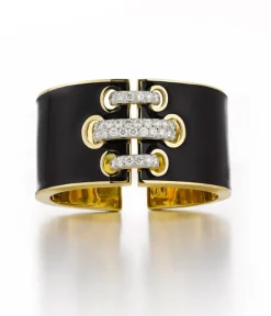 David Webb Bracelets*Shoelace Cuff, Black Enamel