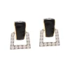 David Webb Earrings*Single Strap Enamel Earrings, Black Enamel