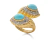 David Webb Rings*Small Mount Olympus Crossover Ring, Turquoise