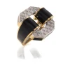 David Webb Rings*Small Octagonal Buckle Ring, Black Enamel