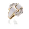 David Webb Rings*Small Octagonal Buckle Ring, White Enamel