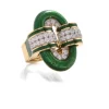 David Webb Rings*Small Oval Buckle Ring, Green Enamel
