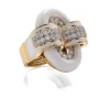 David Webb Rings*Small Oval Buckle Ring, White Enamel