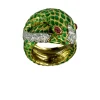 David Webb Rings*Snake Ring, Green Enamel