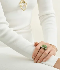 David Webb Rings*Snake Ring, Green Enamel