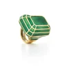 David Webb Rings*Solitaire Ring, Green Enamel