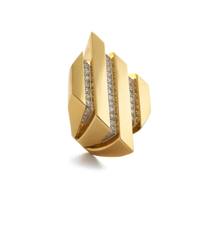 David Webb Rings*Spaces Ring, Polished Gold