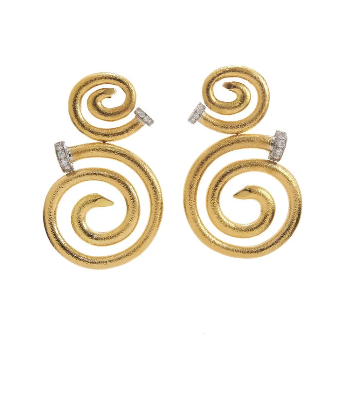 David Webb Earrings*Spiral Nail Earrings, Diamond