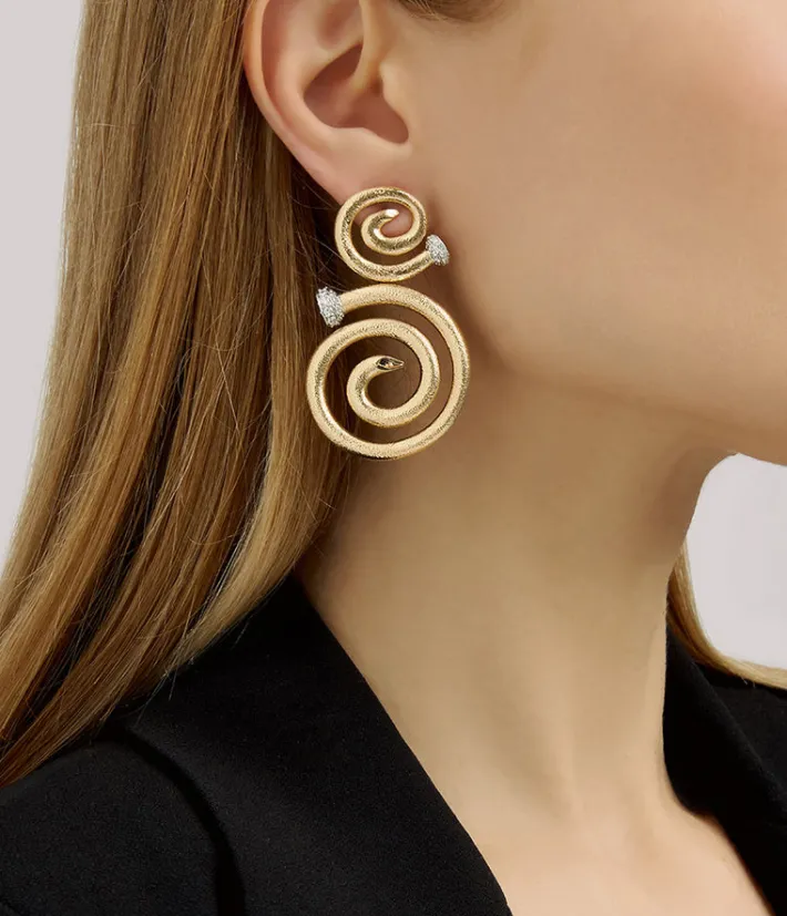 David Webb Earrings*Spiral Nail Earrings, Diamond