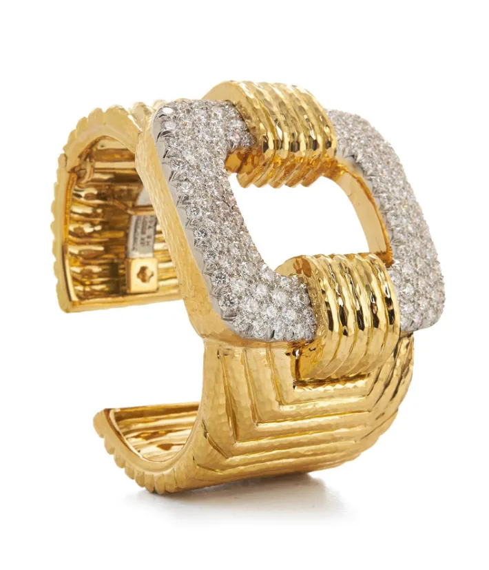 David Webb Bracelets*Square Buckle Pavé Cuff
