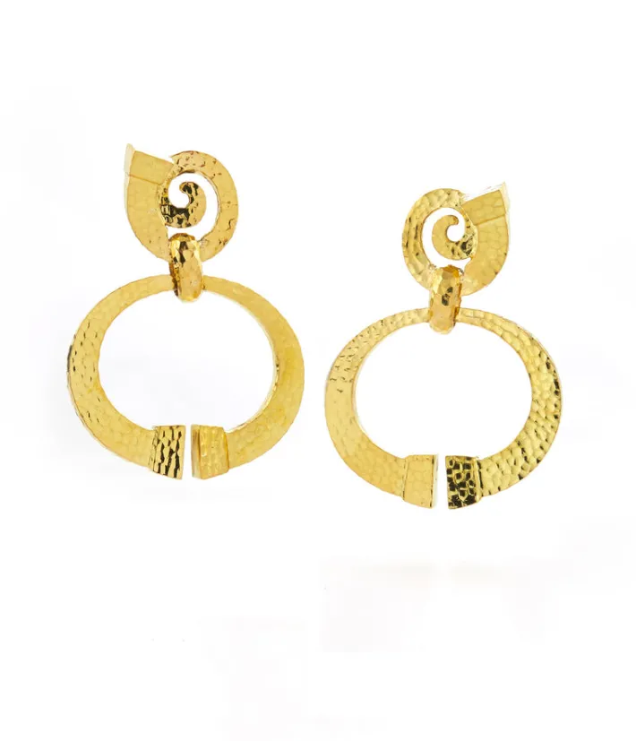 David Webb Earrings*Square Nail Doorknocker Earrings