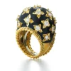 David Webb Rings*Star Ring, Black Enamel