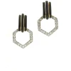 David Webb Earrings*Stella Stripe Earrings, Black Enamel