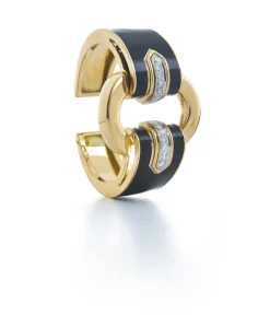 David Webb Bracelets*Strap Cuff, Black Enamel