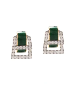 David Webb Earrings*Strap Earrings, Green