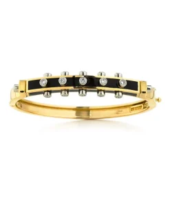 David Webb Bracelets*Studlette Bangle, Black Enamel